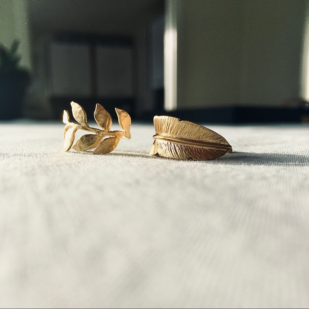 Gold leaf 🍃 stacking rings - Picture 1 of 2